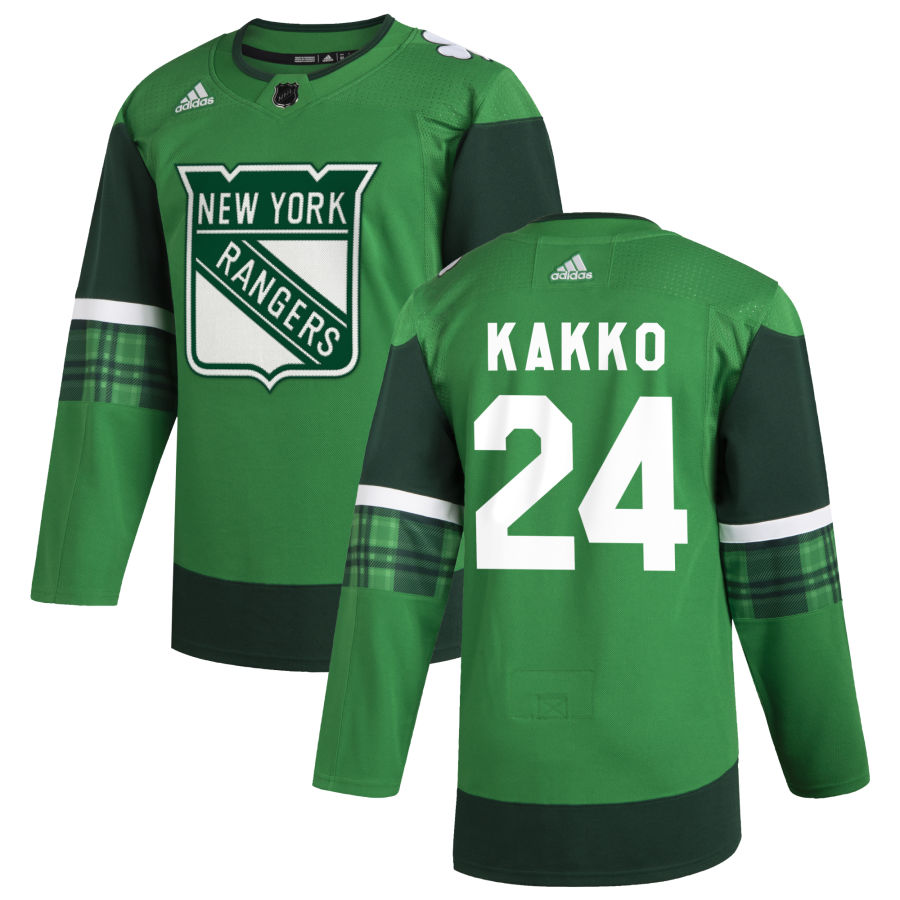 New York Rangers #24 Kaapo Kakko Men Adidas 2020 St. Patrick Day Stitched NHL Jersey Green->new york rangers->NHL Jersey